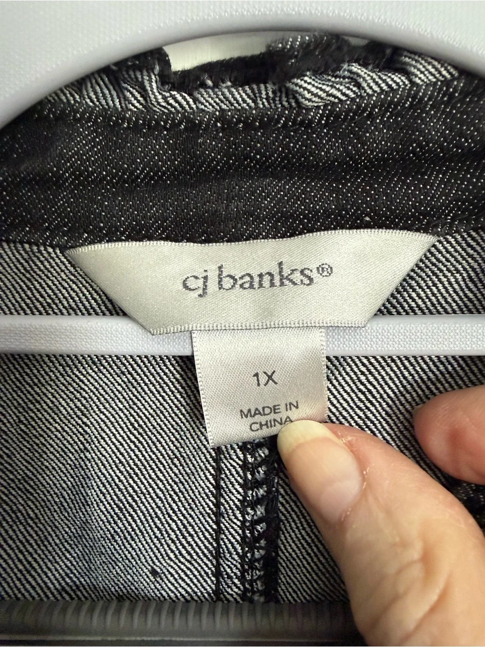 CJ Banks Black Ruffle-Trim Denim Jacket